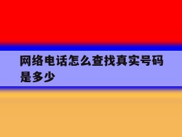 网络电话怎么查找真实号码是多少