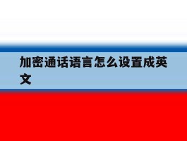 加密通话语言怎么设置成英文