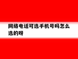 关于网络电话可选手机号吗怎么选的呀的信息