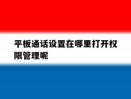 平板通话设置在哪里打开权限管理呢