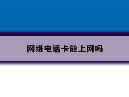 网络电话卡能上网吗