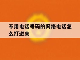 不用电话号码的网络电话怎么打进来