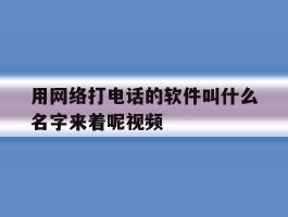 用网络打电话的软件叫什么名字来着呢视频