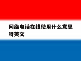 网络电话在线使用什么意思呀英文的简单介绍