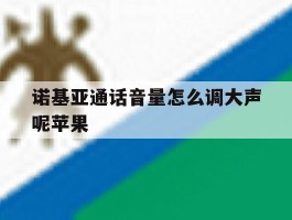 诺基亚通话音量怎么调大声呢苹果
