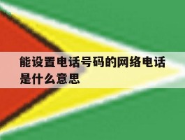 能设置电话号码的网络电话是什么意思