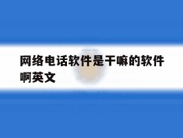 网络电话软件是干嘛的软件啊英文