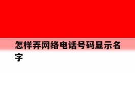 怎样弄网络电话号码显示名字