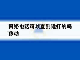 网络电话可以查到谁打的吗移动