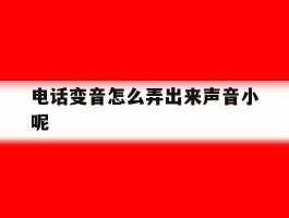电话变音怎么弄出来声音小呢