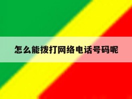 怎么能拨打网络电话号码呢