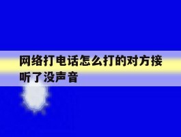 网络打电话怎么打的对方接听了没声音