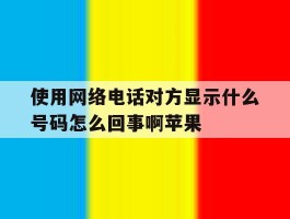 关于使用网络电话对方显示什么号码怎么回事啊苹果的信息