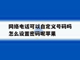 包含网络电话可以自定义号码吗怎么设置密码呢苹果的词条