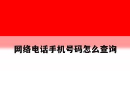 网络电话手机号码怎么查询