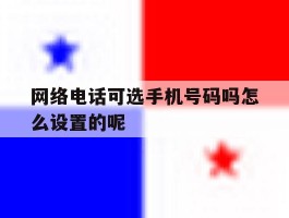 网络电话可选手机号码吗怎么设置的呢的简单介绍