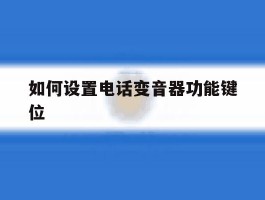 如何设置电话变音器功能键位