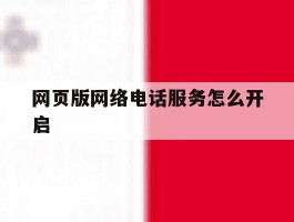 网页版网络电话服务怎么开启