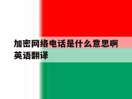 加密网络电话是什么意思啊英语翻译