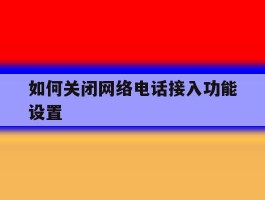 如何关闭网络电话接入功能设置