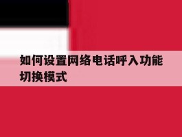 如何设置网络电话呼入功能切换模式