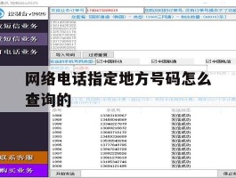 网络电话指定地方号码怎么查询的