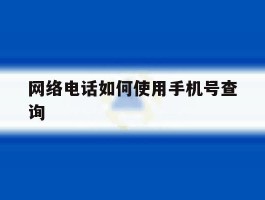 网络电话如何使用手机号查询