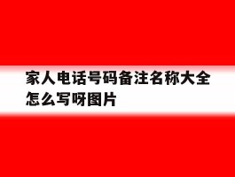 包含家人电话号码备注名称大全怎么写呀图片的词条