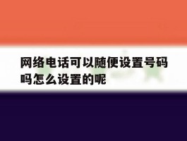 包含网络电话可以随便设置号码吗怎么设置的呢的词条