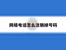 网络电话怎么注销掉号码