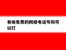 有啥免费的网络电话号码可以打