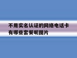 不用实名认证的网络电话卡有哪些套餐呢图片