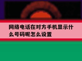 网络电话在对方手机显示什么号码呢怎么设置