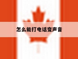 怎么能打电话变声音