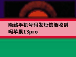 关于隐藏手机号码发短信能收到吗苹果13pro的信息