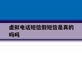 虚拟电话短信假短信是真的吗吗
