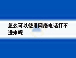 怎么可以使用网络电话打不进来呢