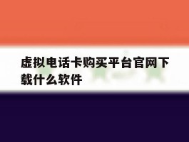 虚拟电话卡购买平台官网下载什么软件