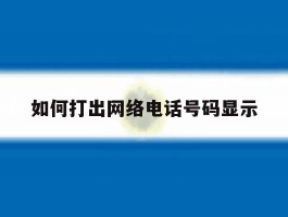 如何打出网络电话号码显示