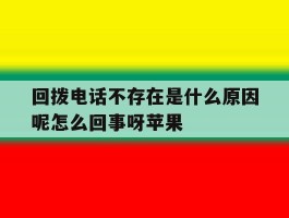 回拨电话不存在是什么原因呢怎么回事呀苹果