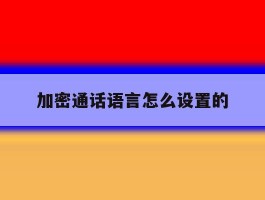 加密通话语言怎么设置的