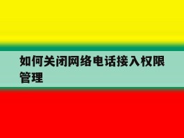 如何关闭网络电话接入权限管理