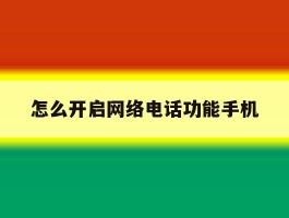 怎么开启网络电话功能手机