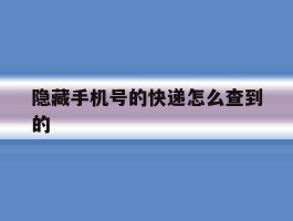 隐藏手机号的快递怎么查到的