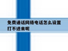 免费通话网络电话怎么设置打不进来呢