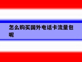 怎么购买国外电话卡流量包呢