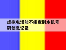 虚拟电话能不能查到本机号码信息记录