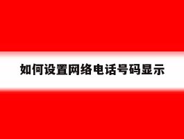 如何设置网络电话号码显示