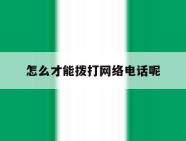 怎么才能拨打网络电话呢