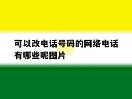 可以改电话号码的网络电话有哪些呢图片